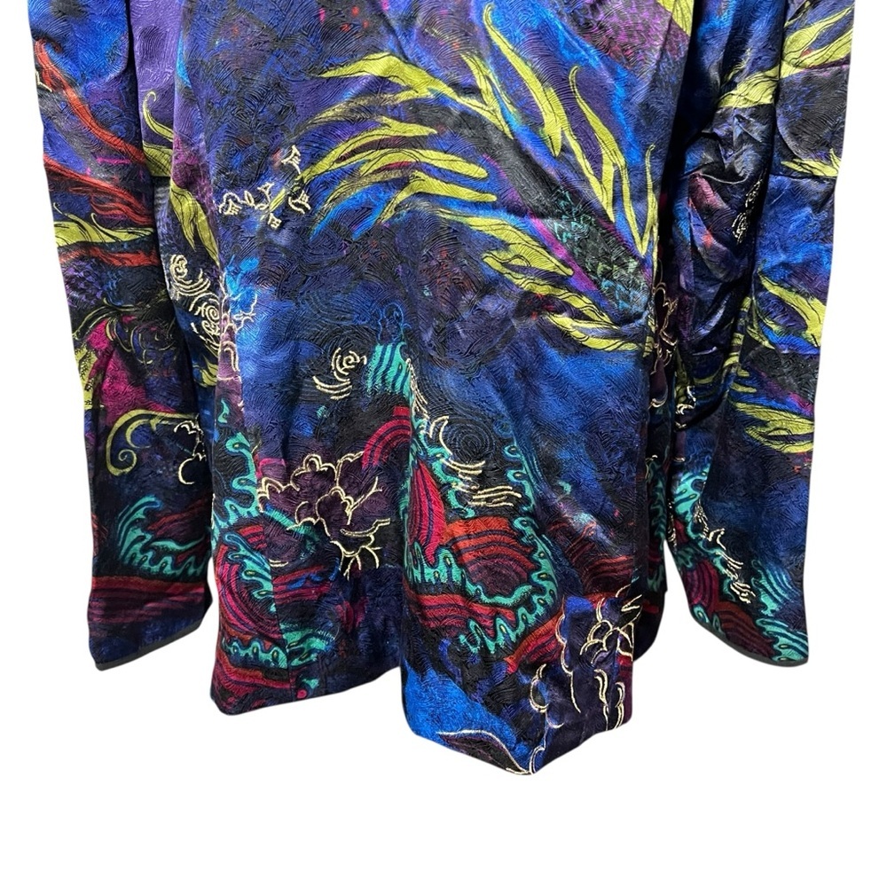 Chico’s Shanghai Dream Marzipan Silk Kimono Jacket Blue Sz‎ 3 XL Jewel Tones NWT - Picture 11 of 15